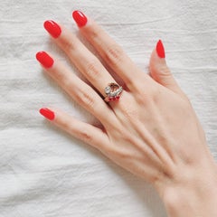 Retro 14kt Gold Ring with Diamonds and synthetic Rubies
