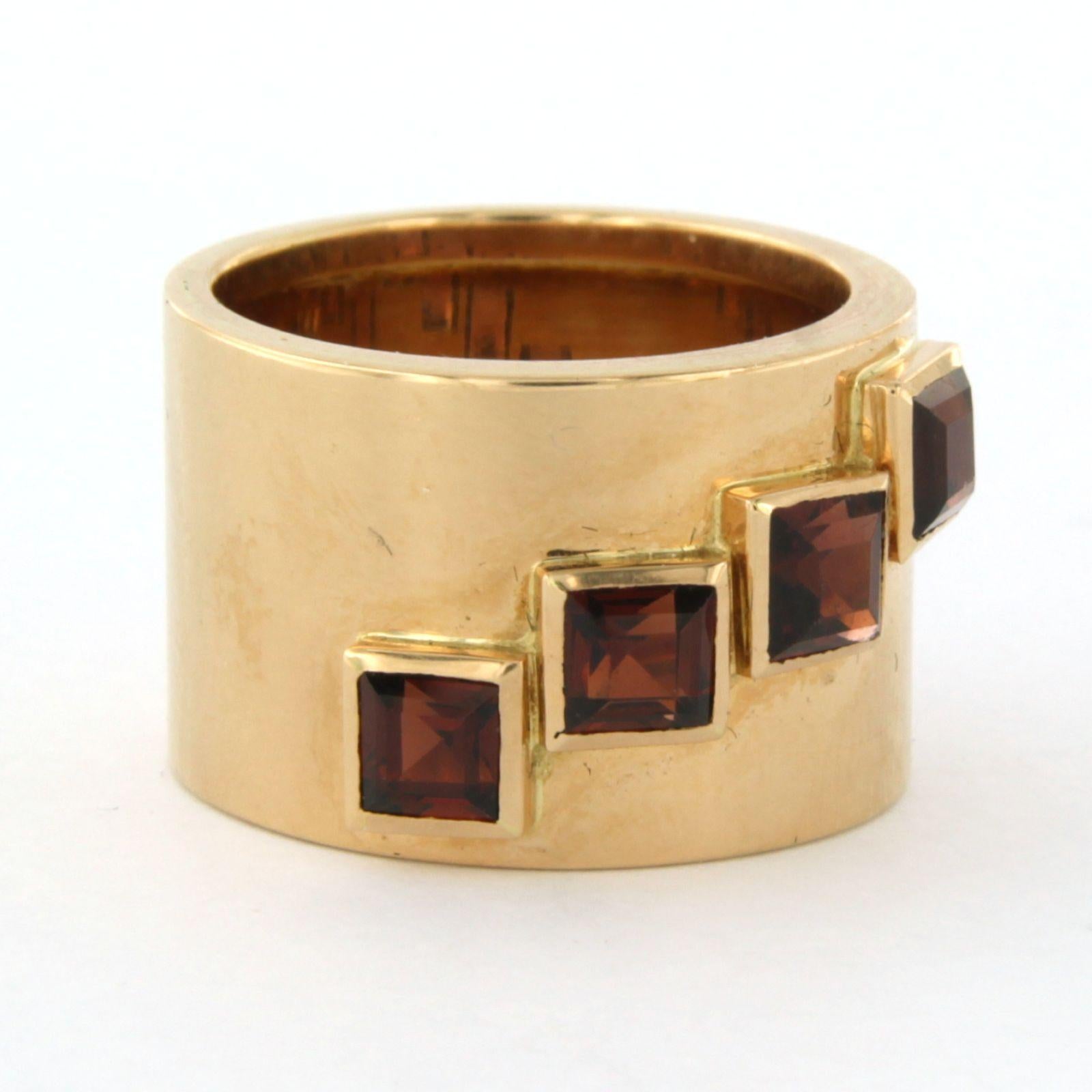 Square Cut RETRO - 14kt pink gold band ring set with tourmaline For Sale