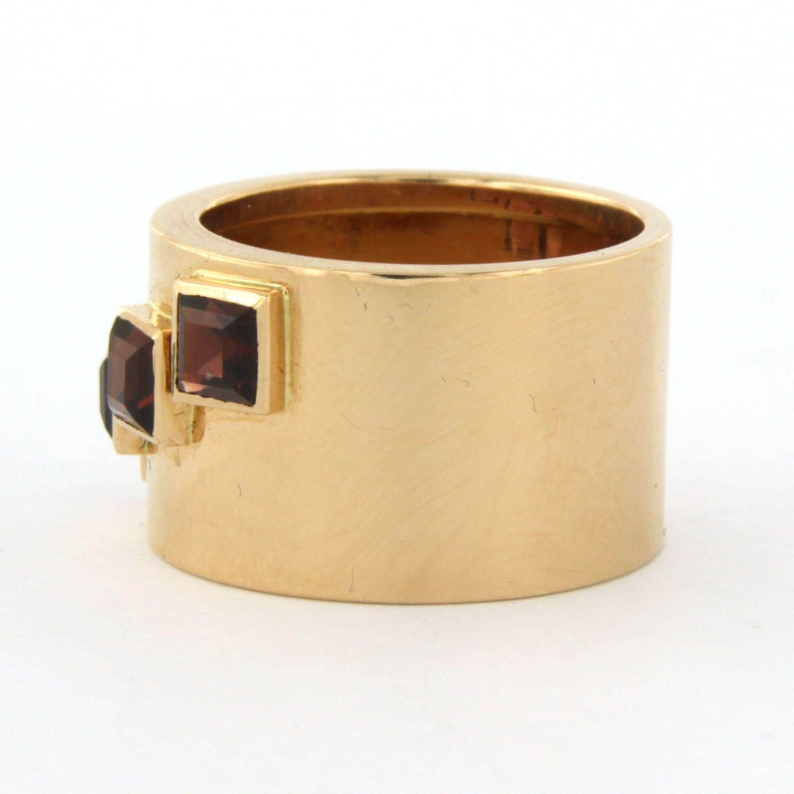 RETRO - 14kt pink gold band ring set with tourmaline In Excellent Condition For Sale In The Hague, ZH