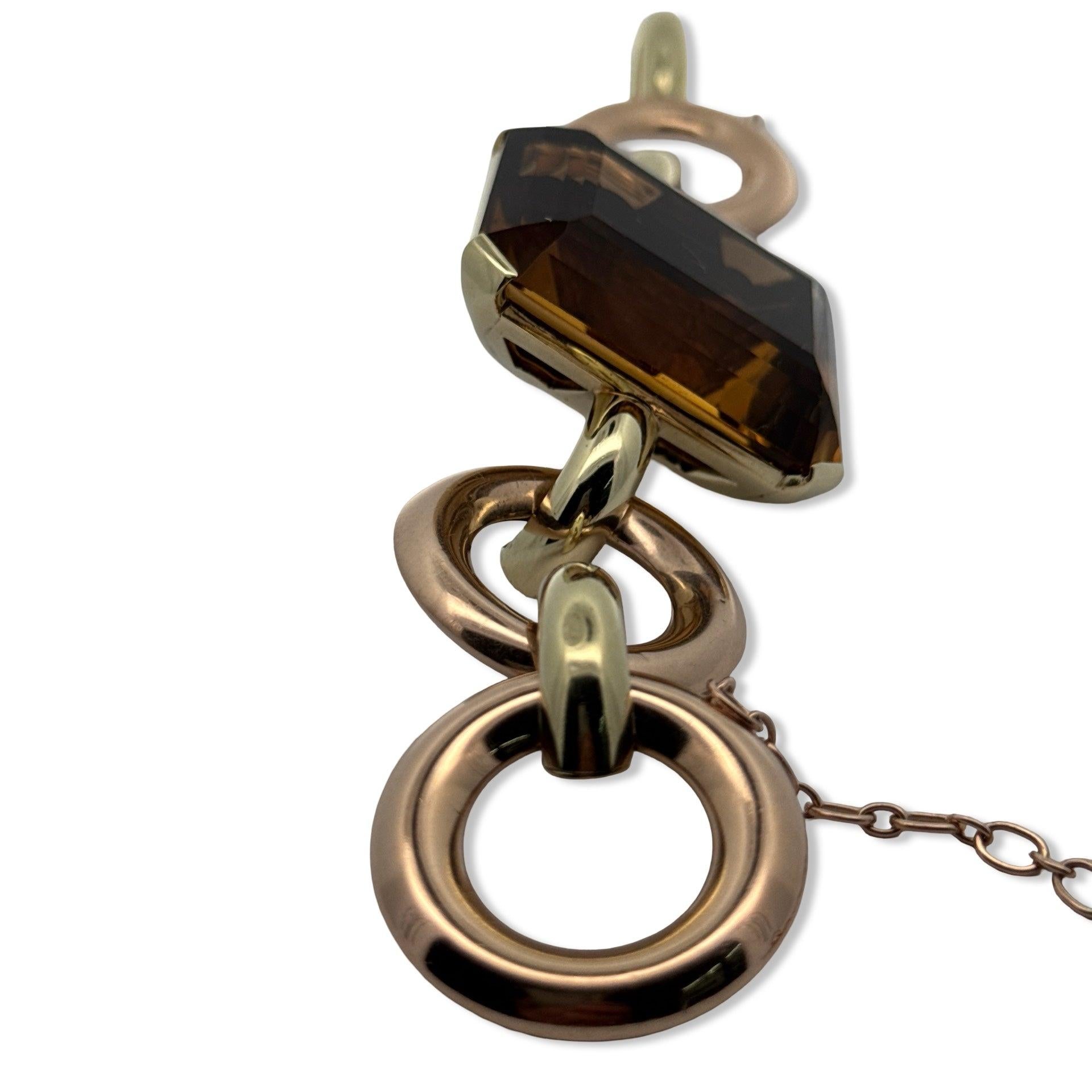 Pulsera Retro 150 ct Citrino y Oro Amarillo y Rosa 14K en Bueno estado para la venta en Derby, NY