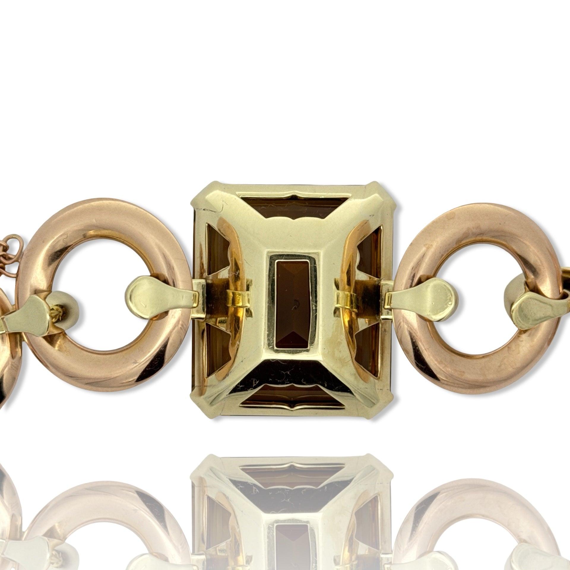 De las mujeres Pulsera Retro 150 ct Citrino y Oro Amarillo y Rosa 14K en venta