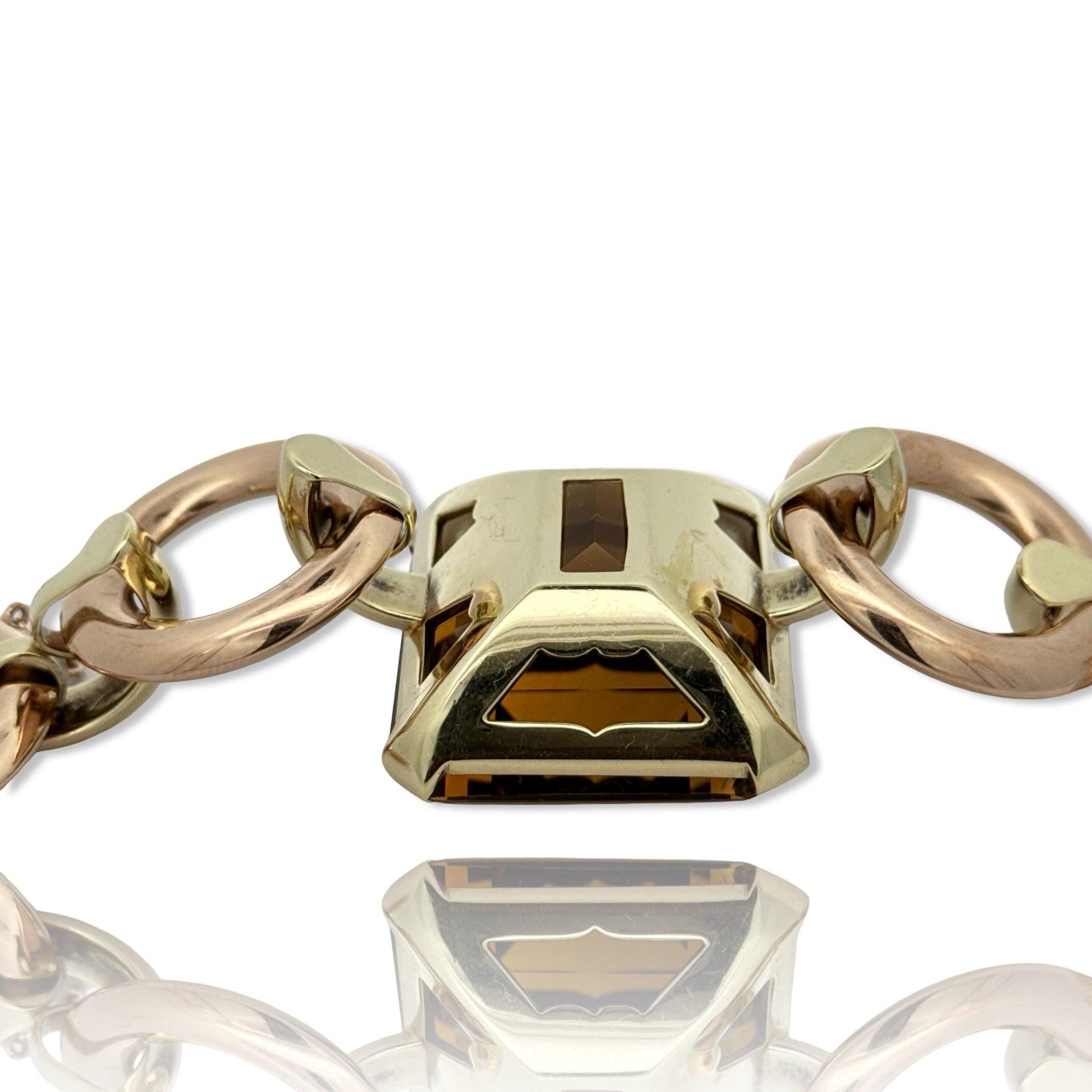 Pulsera Retro 150 ct Citrino y Oro Amarillo y Rosa 14K en venta 1