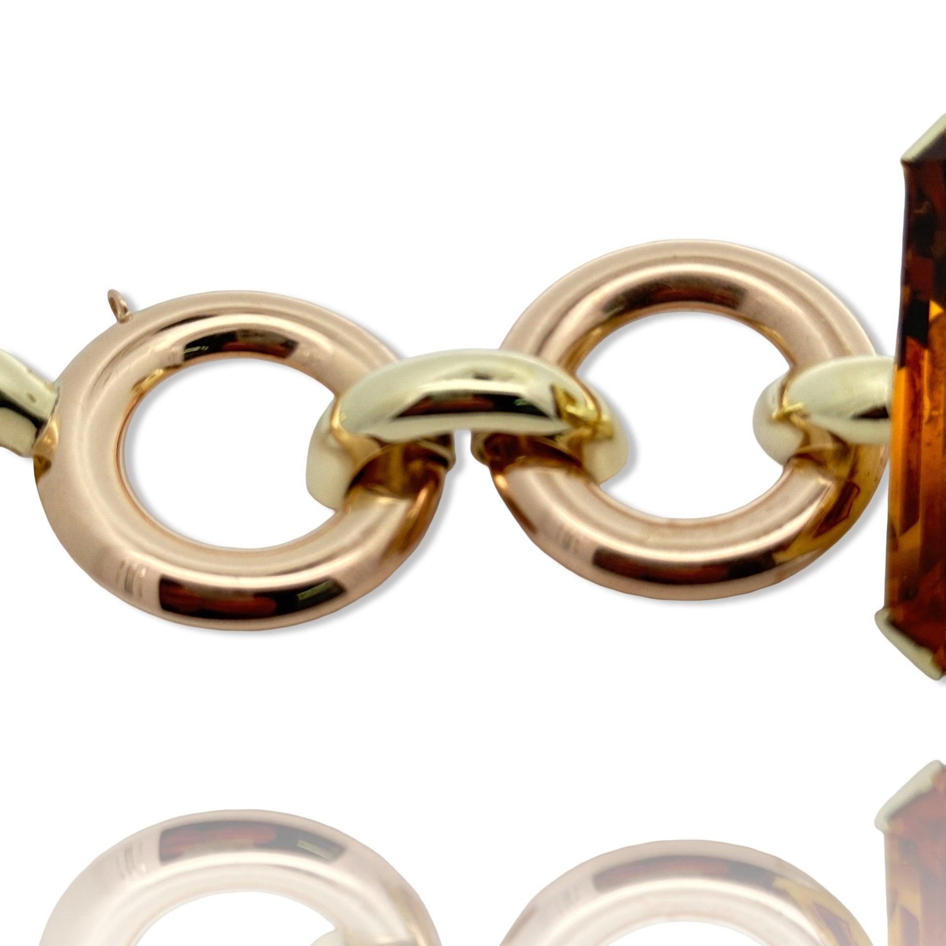 Pulsera Retro 150 ct Citrino y Oro Amarillo y Rosa 14K en venta 2