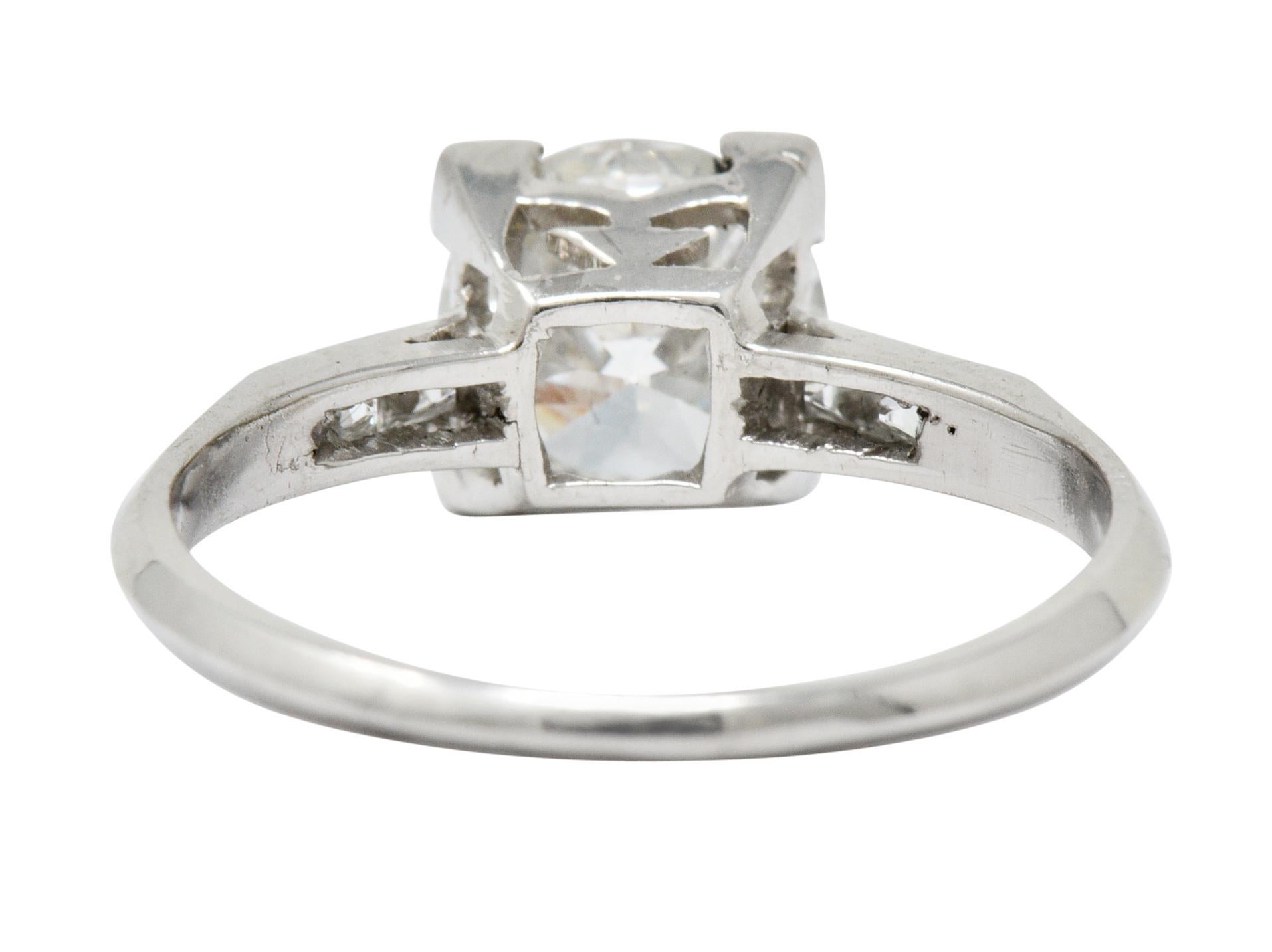 Art Deco Retro 1.54 Carat Diamond Platinum Engagement Ring GIA, circa 1940