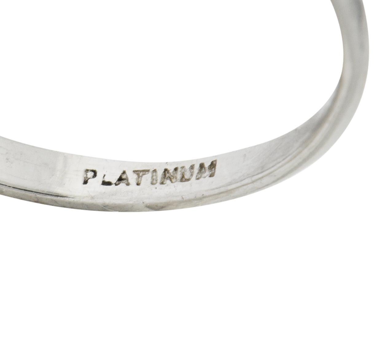 Women's or Men's Retro 1.54 Carat Diamond Platinum Engagement Ring GIA, circa 1940