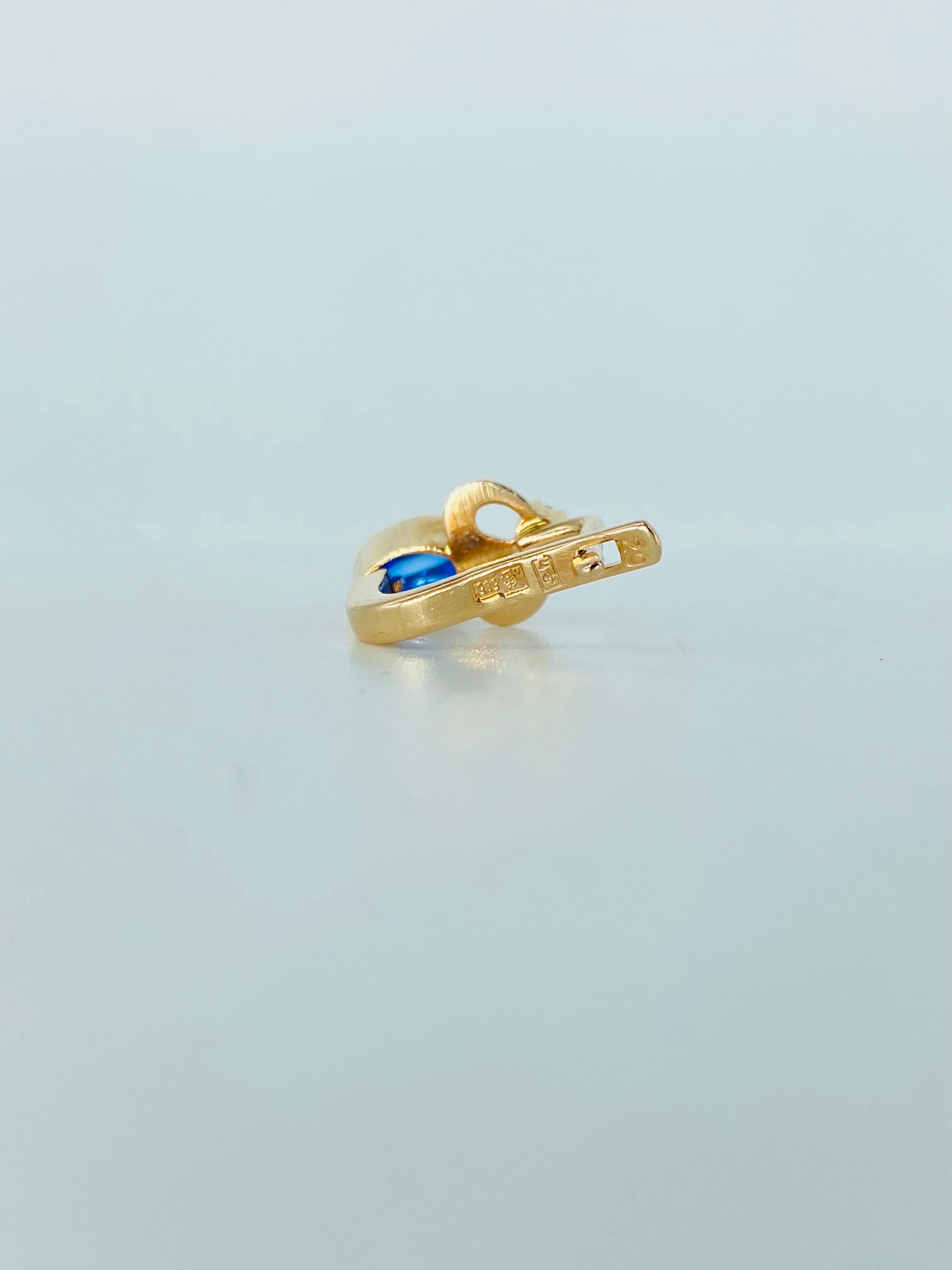 Retro 1.56 Carats Blue Sapphire Cabochon Bezel Set Earrings Russian Gold 14k 4