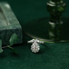 Retro 1.59 Carat Vintage Diamond Tiara Ring, 0.88 Carat Center 18K White Gold