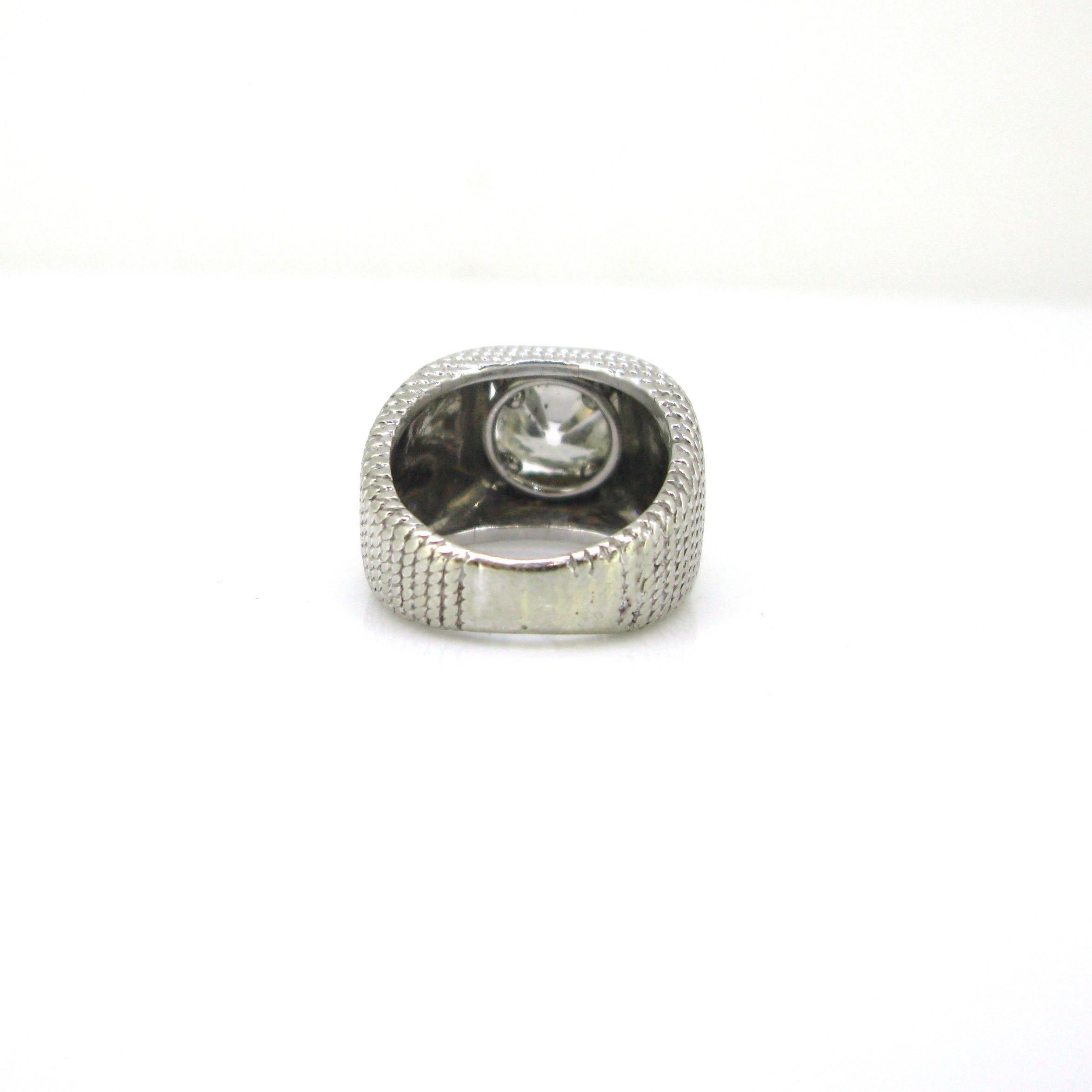 Retro 1.60 Carat Square Cushion Cut Diamond Signet Ring Platinum circa 1930 2