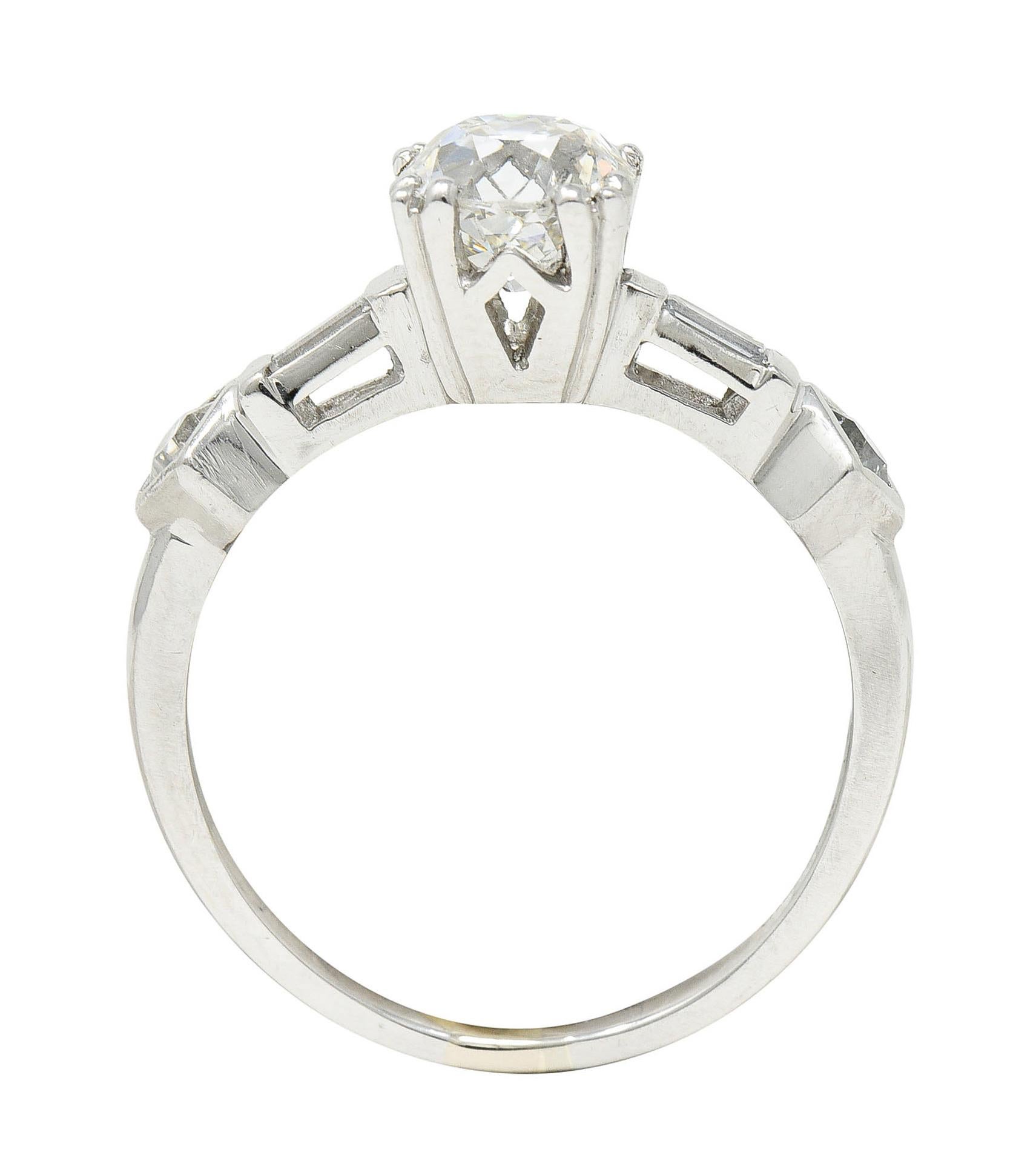 Retro 1.63 Carats Old Mine Diamond Platinum Engagement Ring GIA For Sale 5