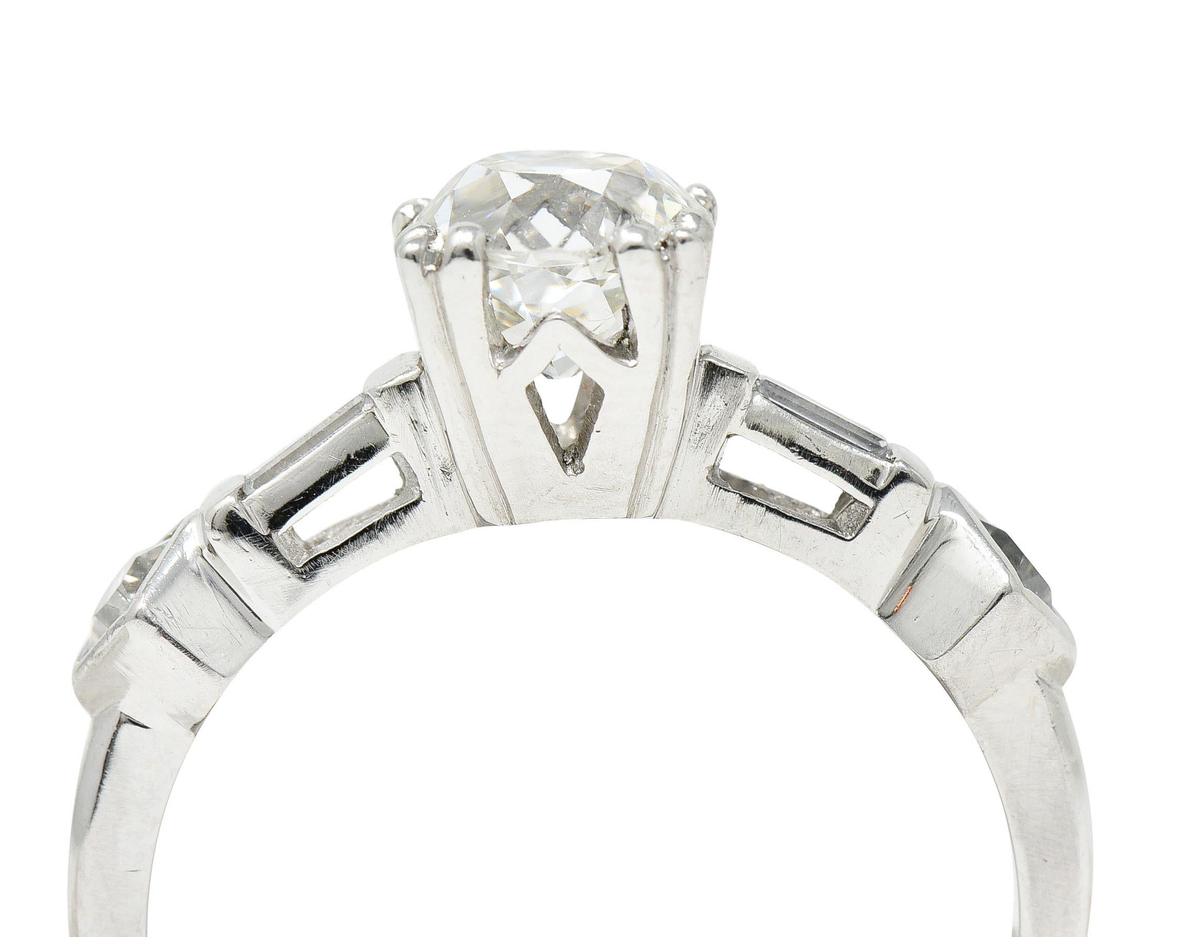 Retro 1.63 Carats Old Mine Diamond Platinum Engagement Ring GIA For Sale 3