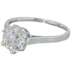 Retro 1.66 Carat Old European Cut Diamond Engagement Ring, circa 1945