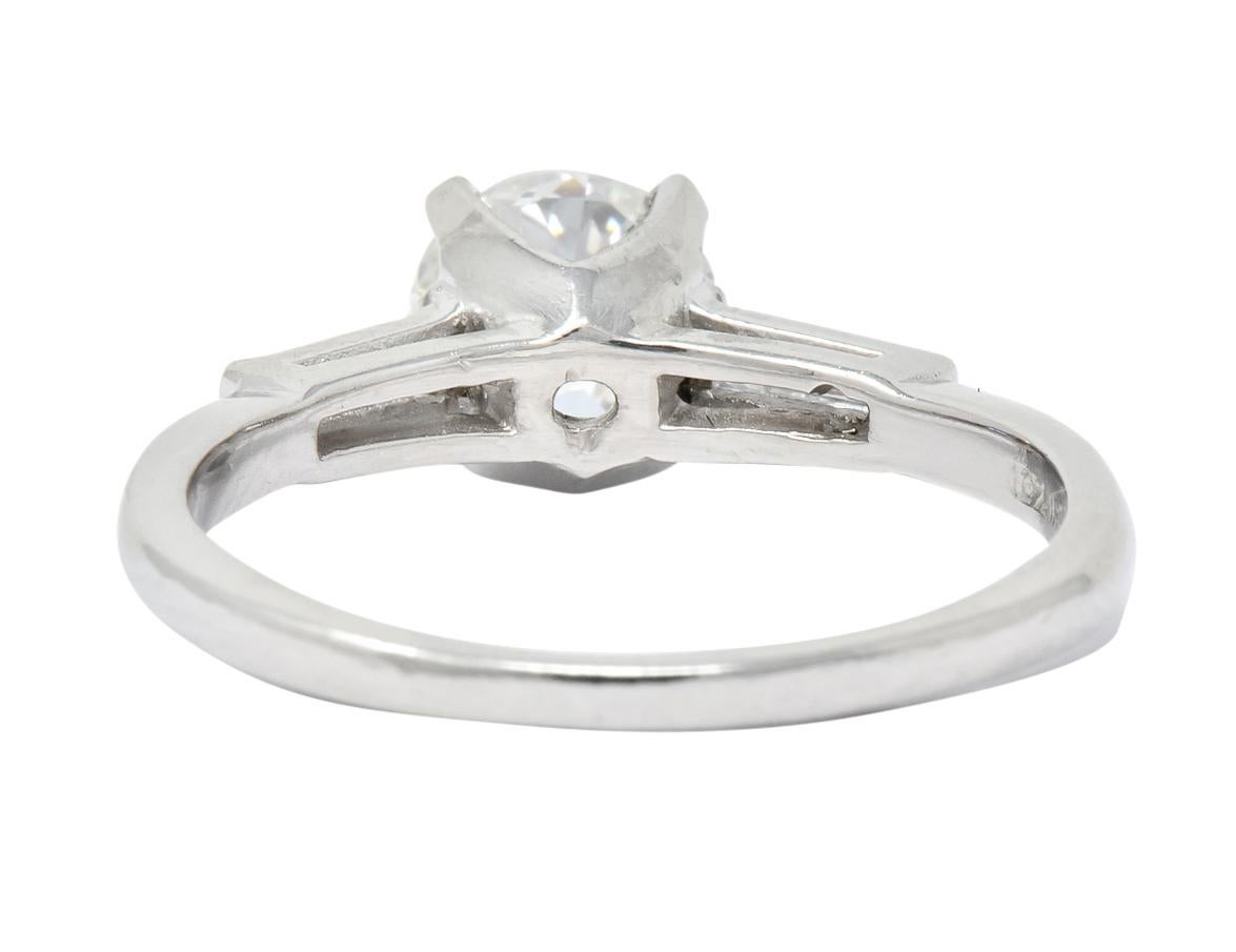 Retro 1.66 Carat Old European Diamond Platinum Engagement Ring GIA In Excellent Condition In Philadelphia, PA
