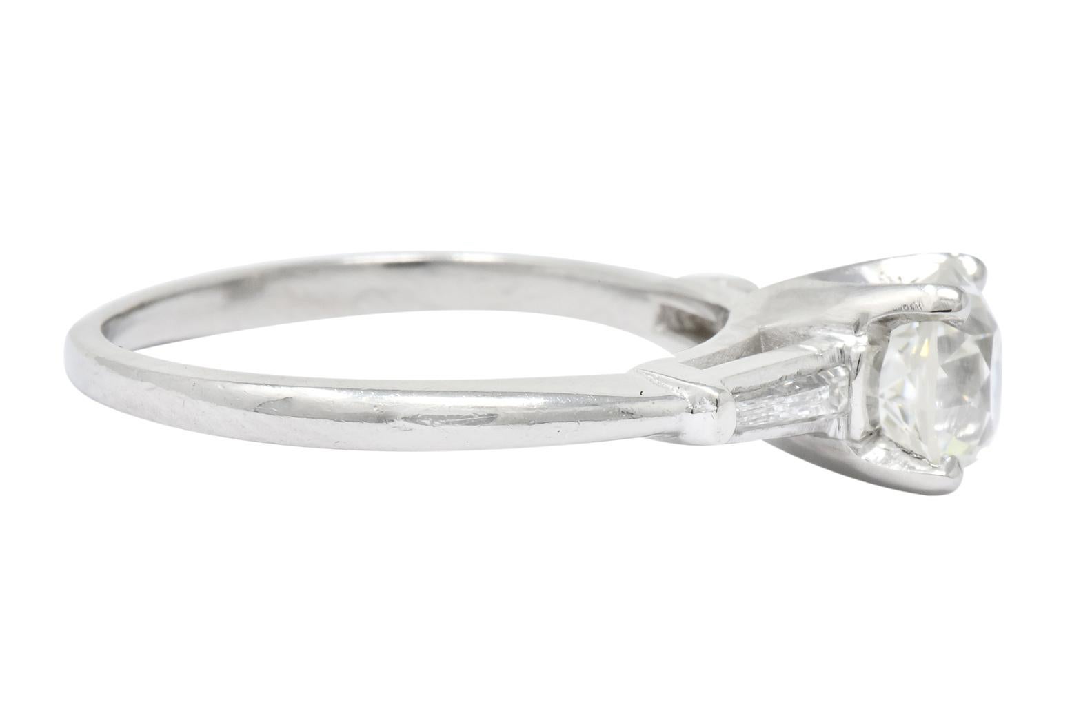 Women's or Men's Retro 1.66 Carat Old European Diamond Platinum Engagement Ring GIA