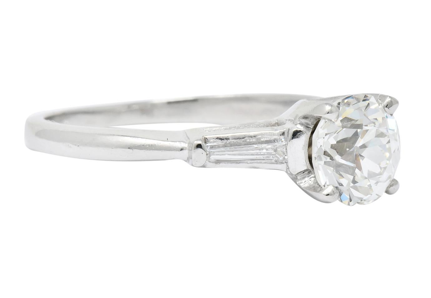 Retro 1.66 Carat Old European Diamond Platinum Engagement Ring GIA 1