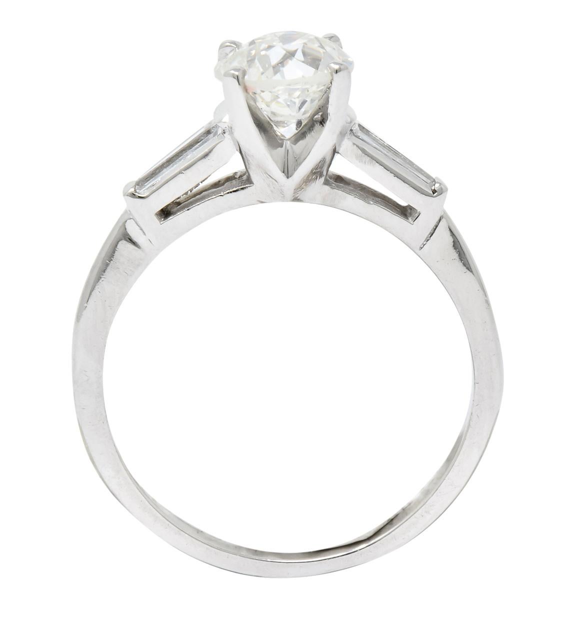 Retro 1.66 Carat Old European Diamond Platinum Engagement Ring GIA 2