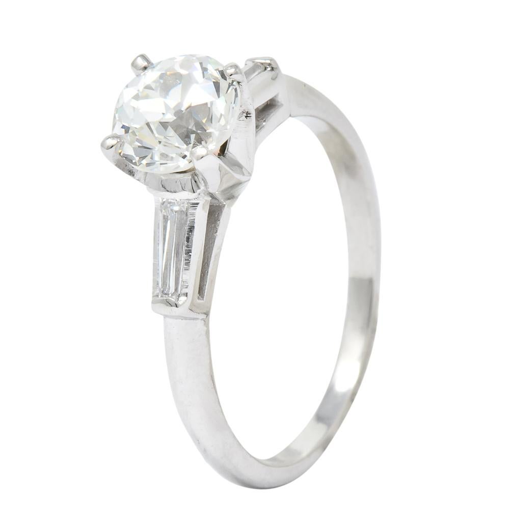 Retro 1.66 Carat Old European Diamond Platinum Engagement Ring GIA 3