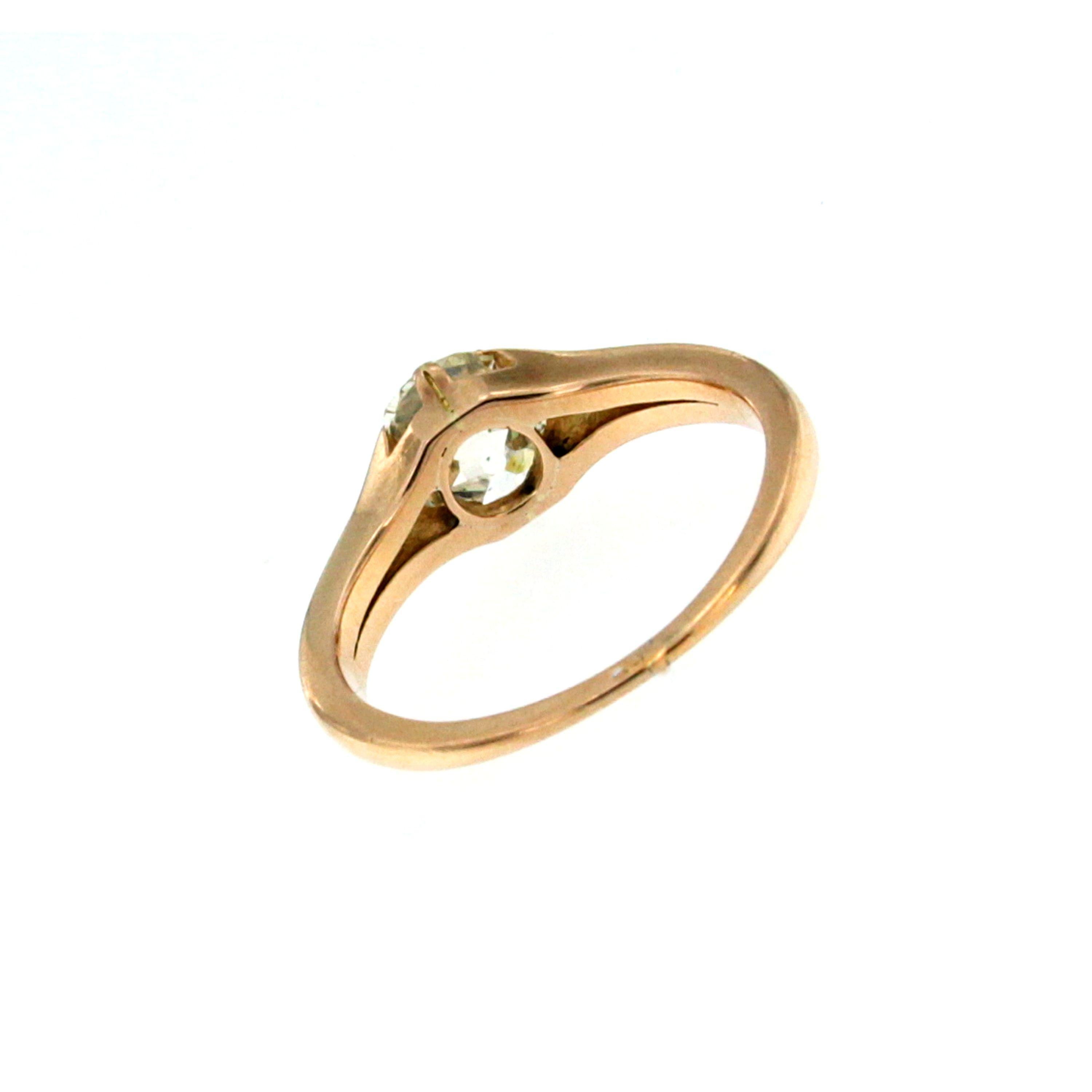 Old Mine Cut Retro 1.70 Carat Diamond Solitaire Gold Ring