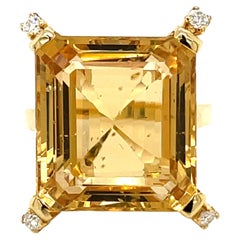 Retro 18 Carat Heliodor Diamonds Gold Ring