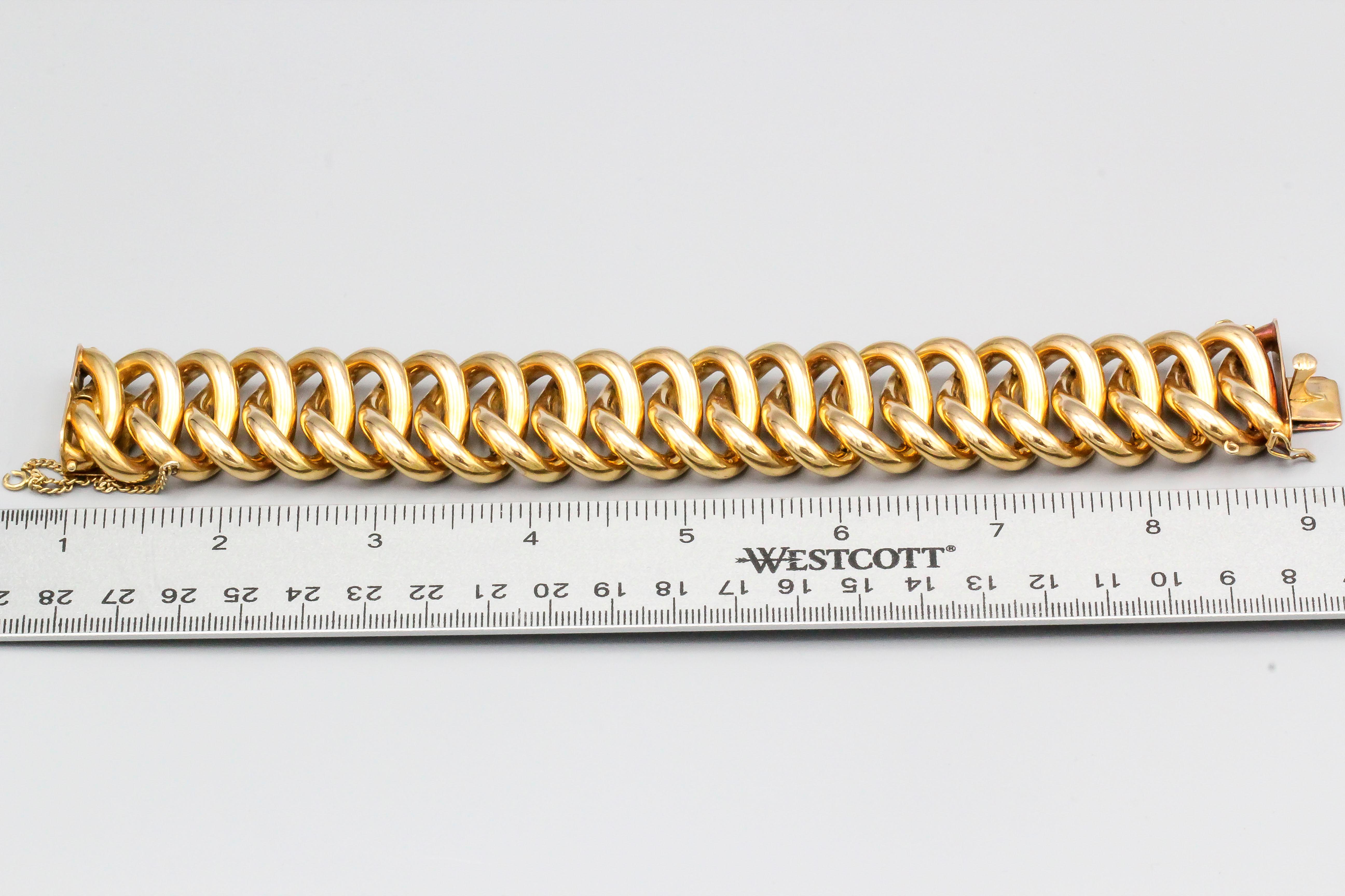 Retro 18 Karat Gold Oval Link Bracelet 1