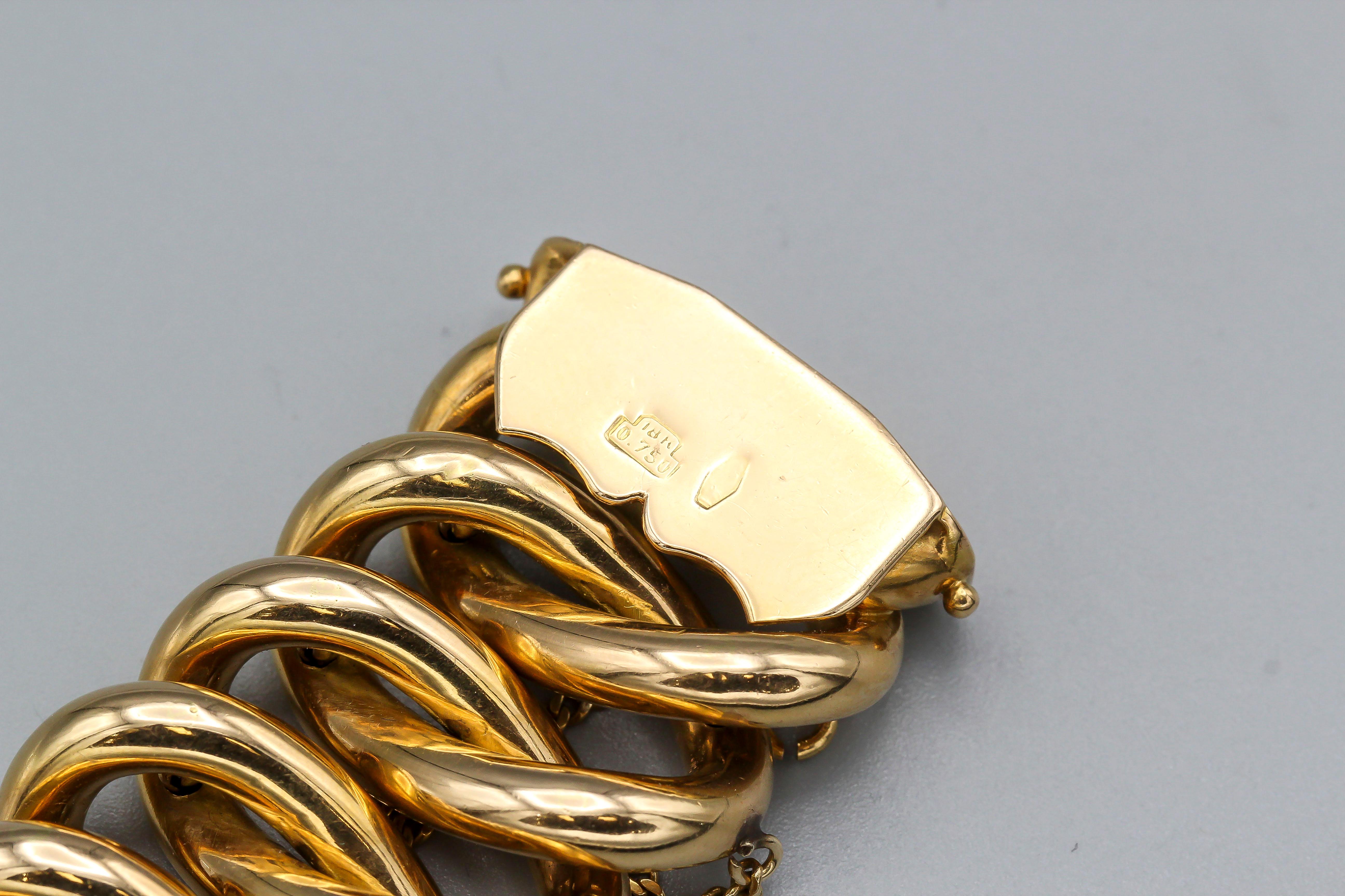 Retro 18 Karat Gold Oval Link Bracelet 2
