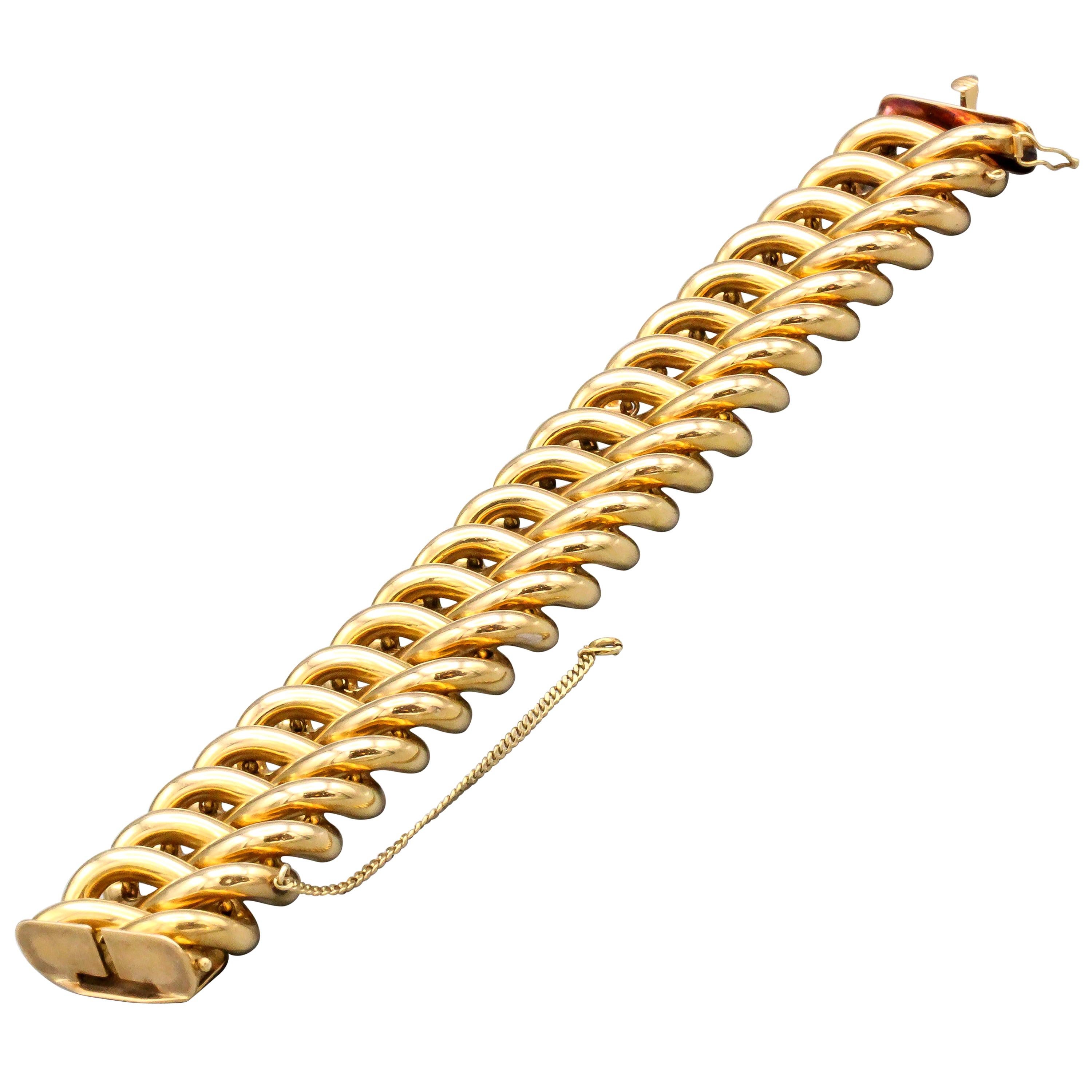 Retro 18 Karat Gold Oval Link Bracelet