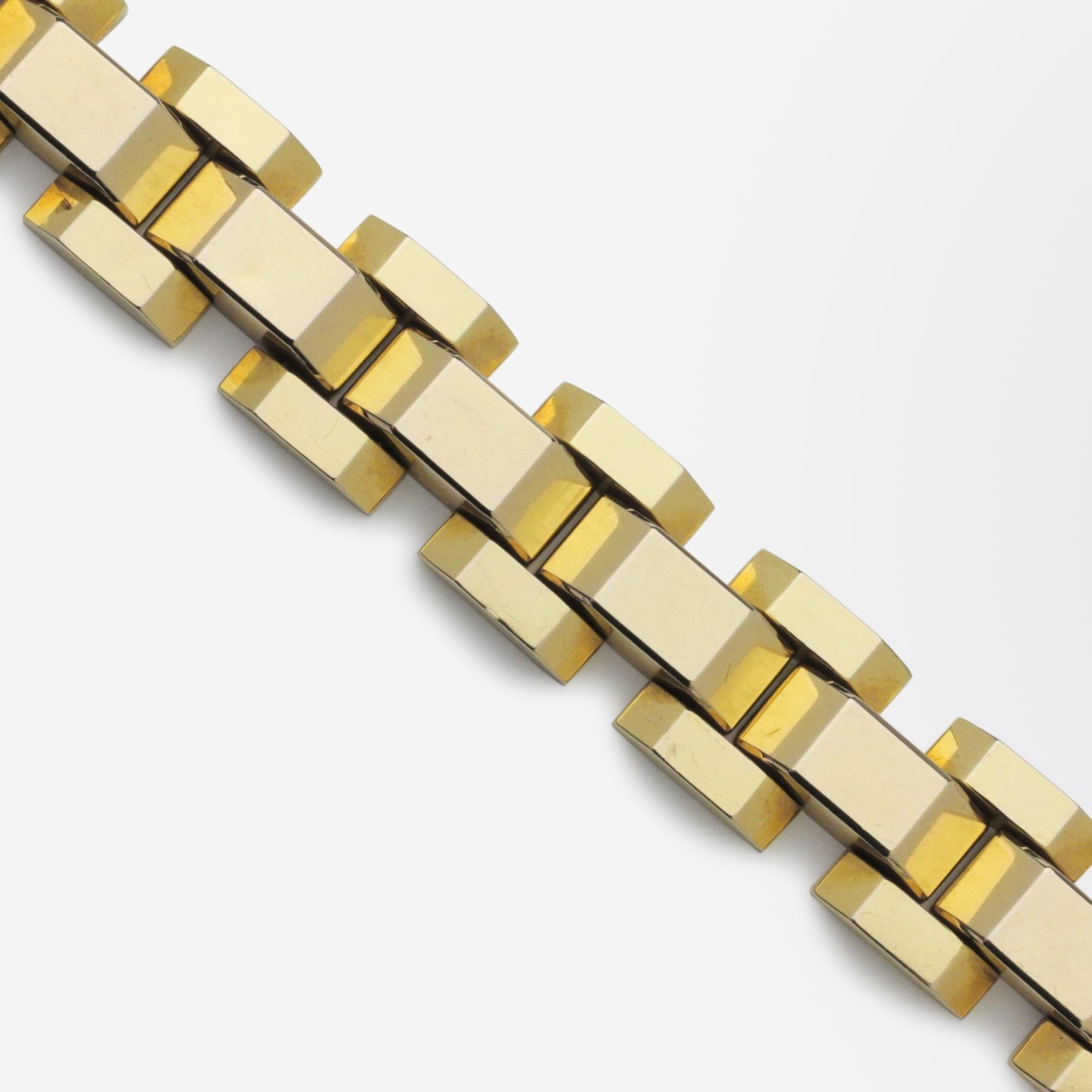 Women's or Men's Retro 18 Karat Gold Tank Bracelet For Sale