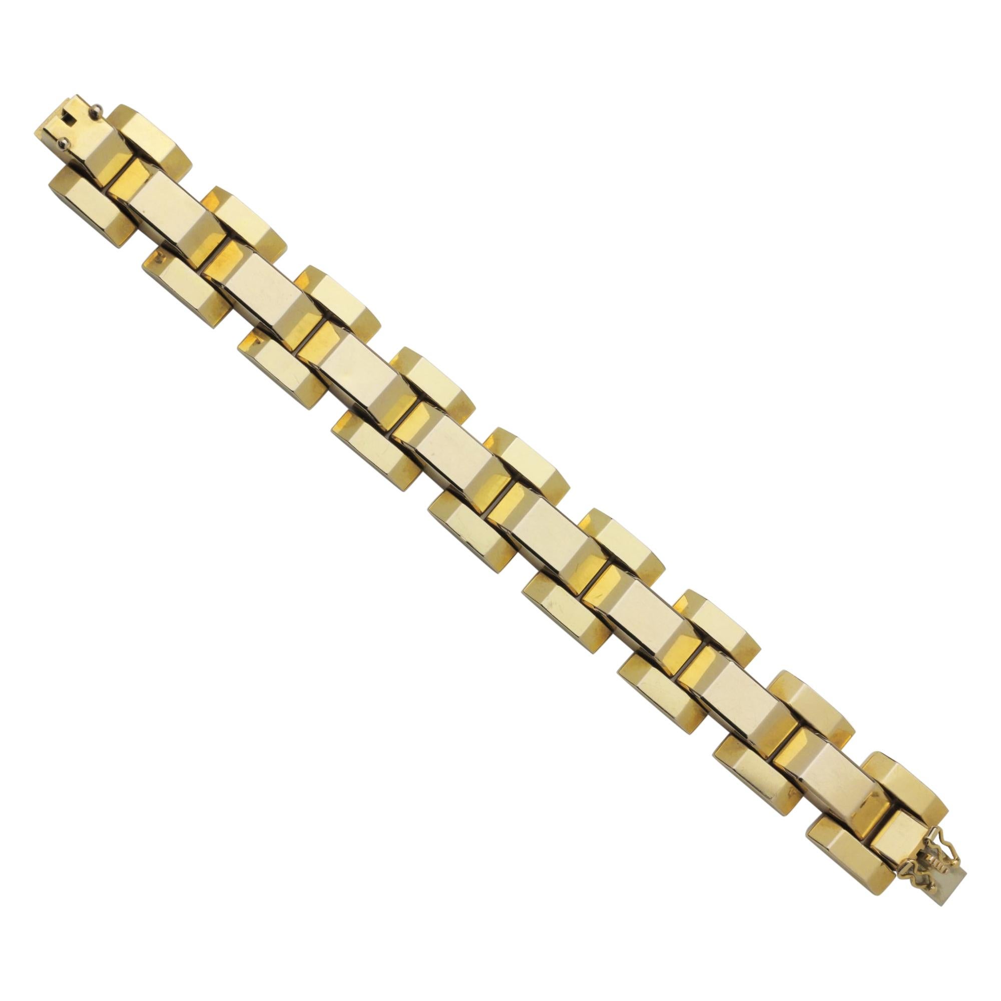 Retro 18 Karat Gold Tank Bracelet