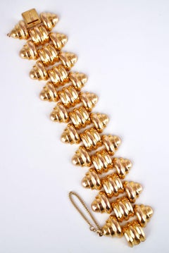 Retro 18 Karat Gold Wide Large Link Bracelet 92.2grms, 1950s
