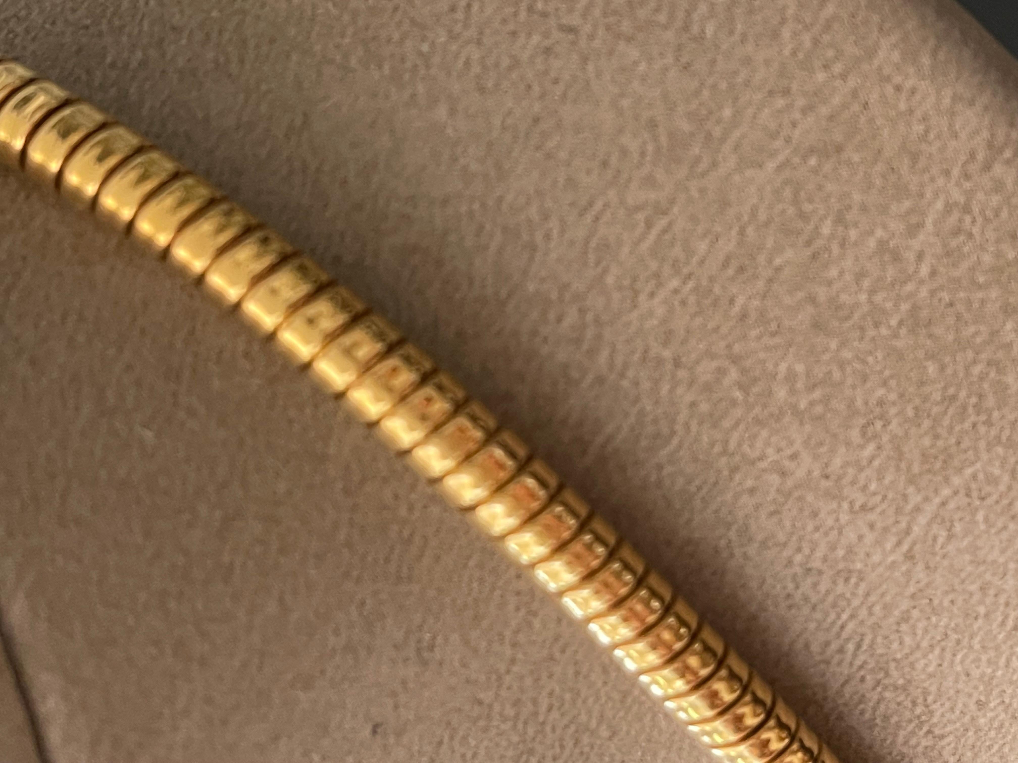Retro 18 Karat rose Gold Platinum Gas Pipe Necklace with Diamonds, 1940s 5