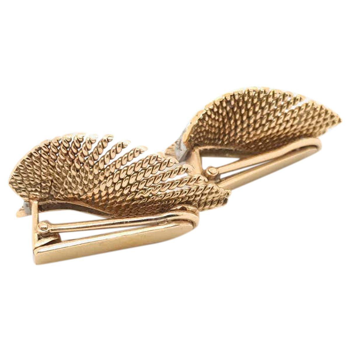 Women's Retro 18 Karat Yellow Gold and Diamond Leaf Ear Clips