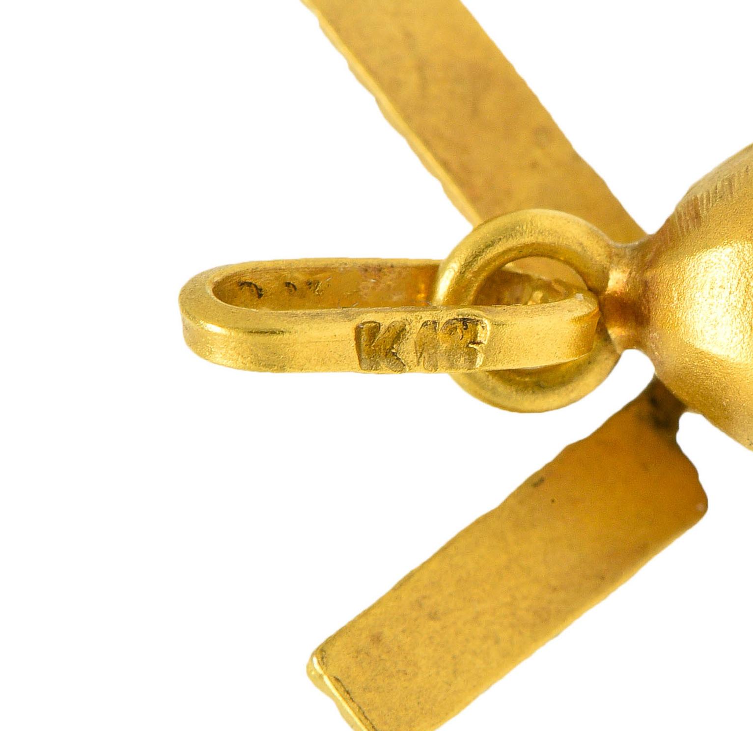 Retro 18 Karat Yellow Gold Articulated Dutch Windmill Charm 4