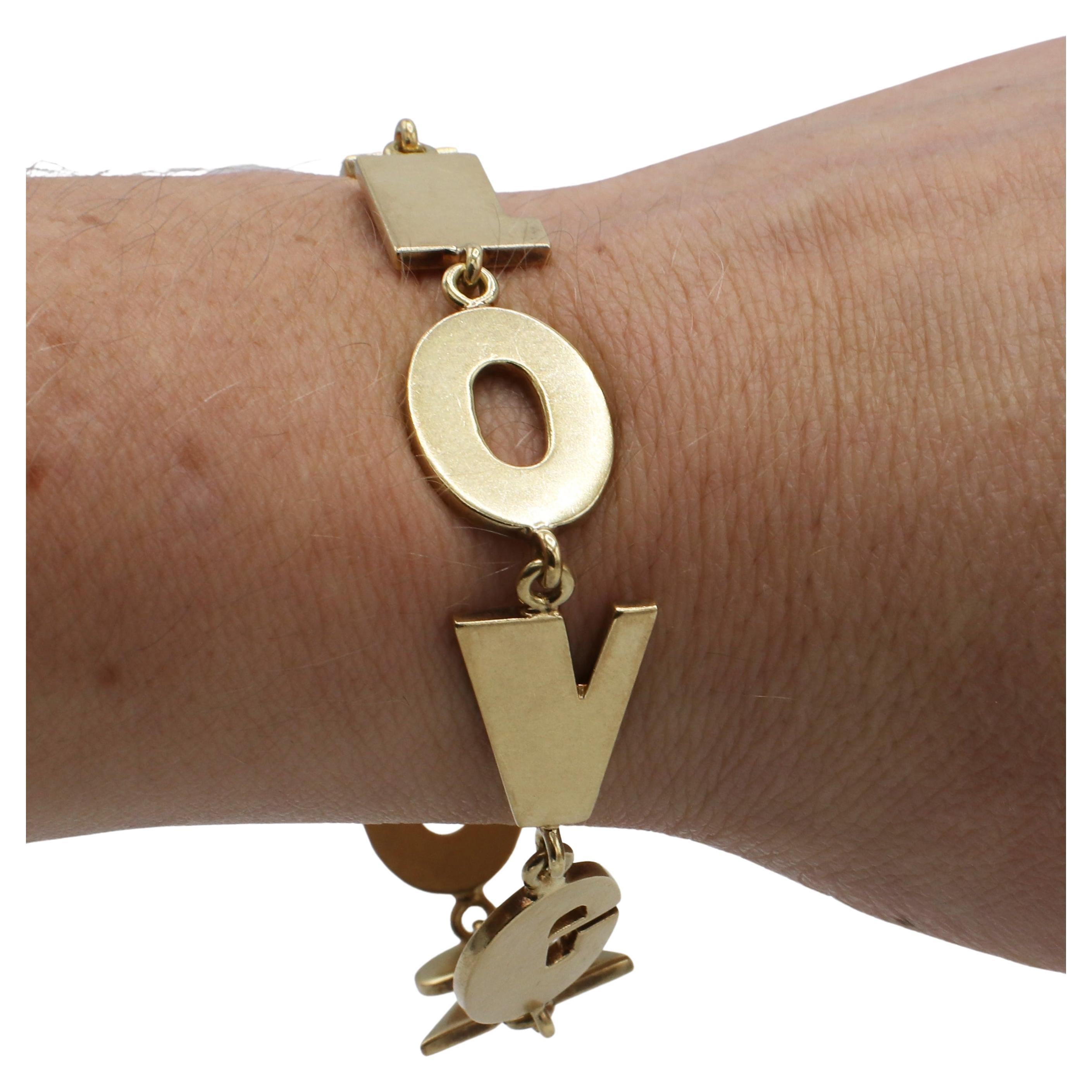 Retro 18 Karat Gelbgold I LOVE YOU Brief-Gliederarmband 2