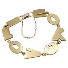 Retro 18 Karat Gelbgold I LOVE YOU Brief-Gliederarmband