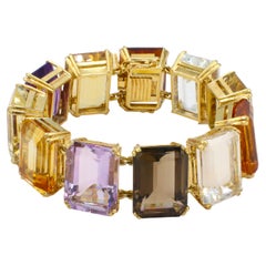 Retro 18 Karat Yellow Gold Multi-Colored Gemstone Bracelet