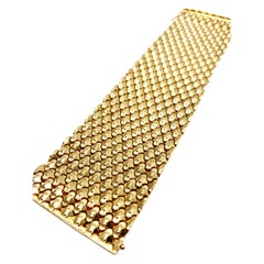 Retro 18 Karat Yellow Gold Wide Link Bracelet