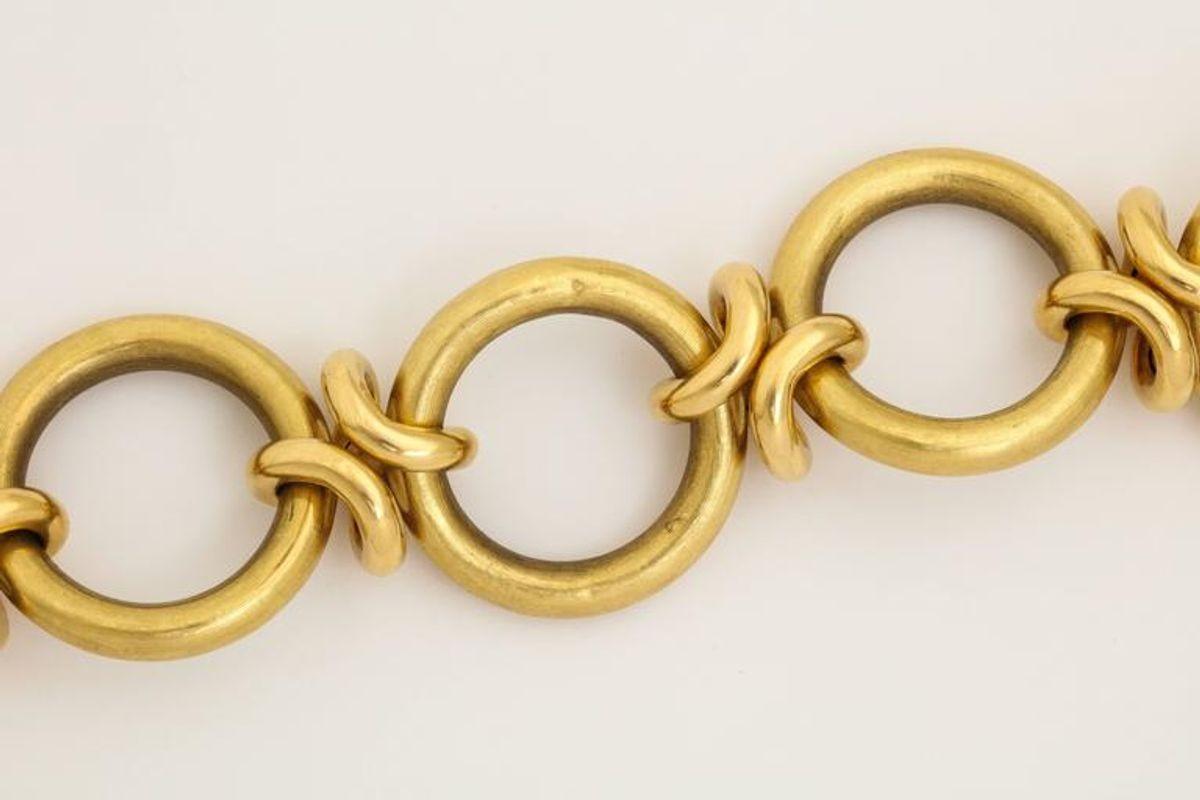 Retro 18 kt Gold Open Link Bracelet by UnoARerre In Good Condition In New York, NY