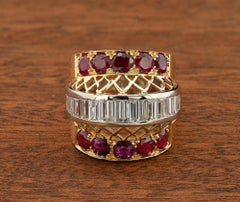 Retro 1.80 Ct Diamond 2.50 Ct Ruby Bold Ring