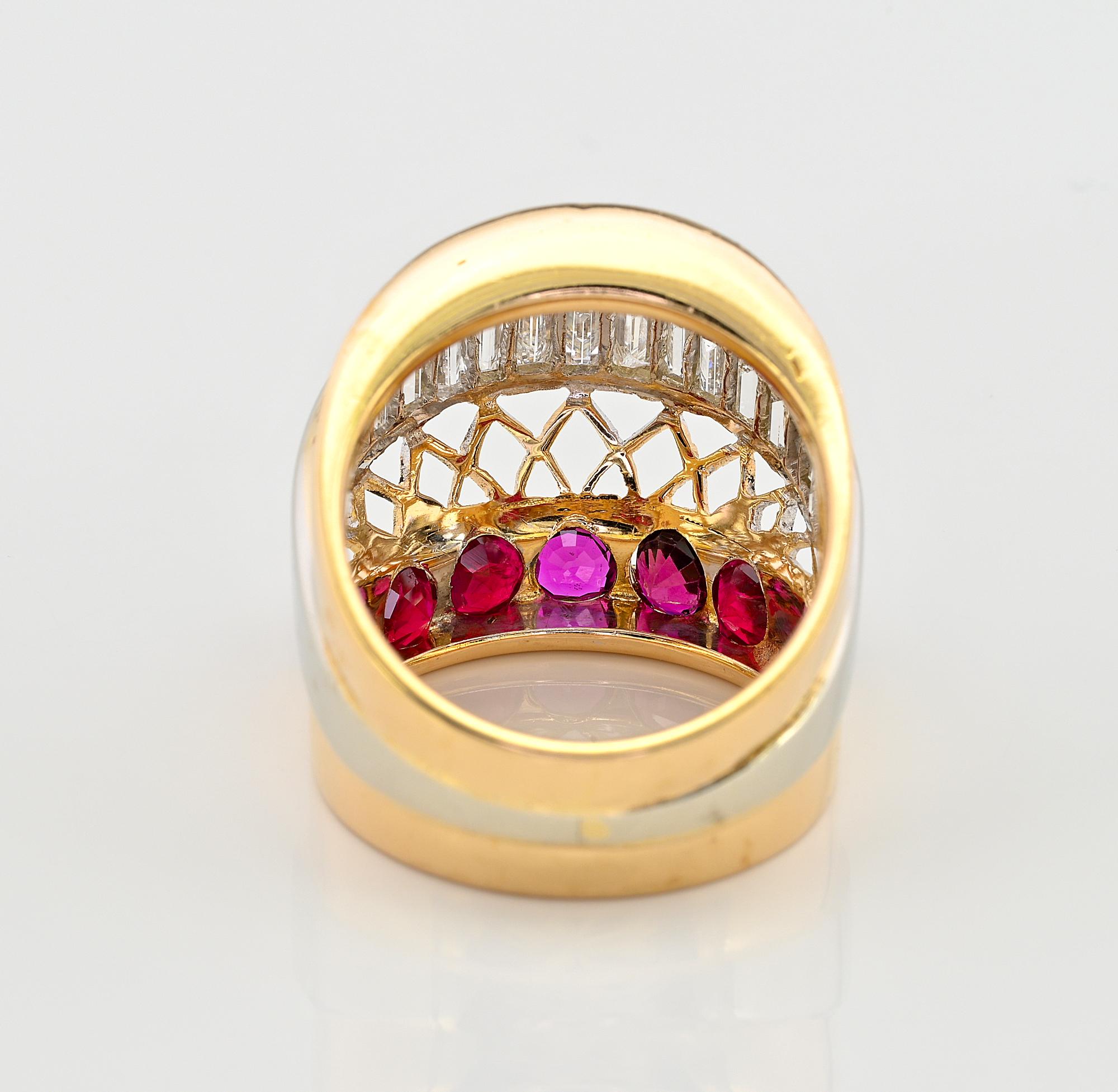 Bague rétro 1,80 ct diamant 2,50 ct rubis Bold Ring Pour femmes en vente
