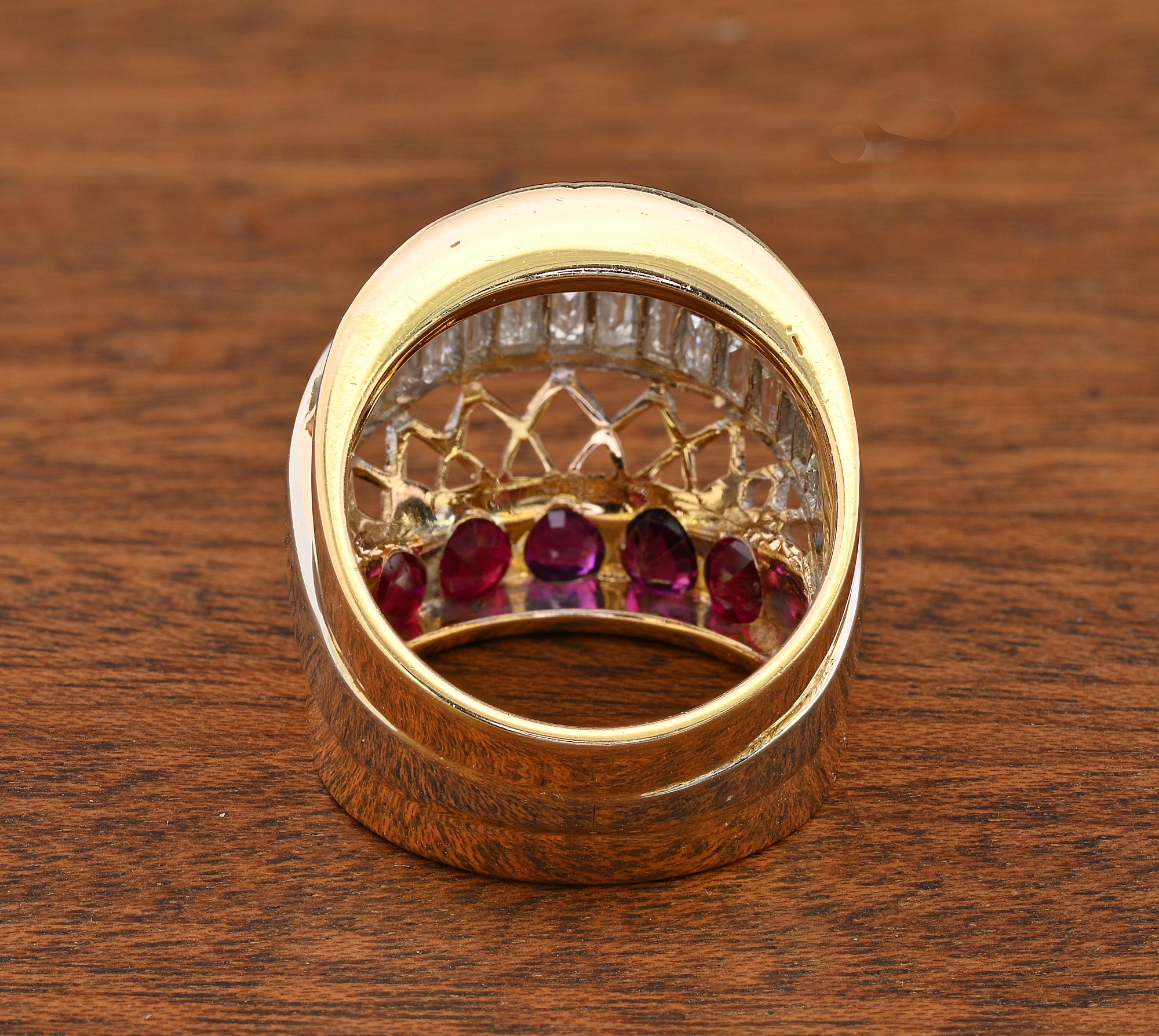 Bague rétro 1,80 ct diamant 2,50 ct rubis Bold Ring en vente 1