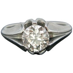Retro 1.81 Carat Diamond Gypsy Ring, Platinum, circa 1950