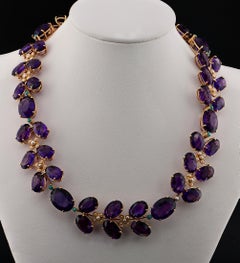 Vintage 18K Gold Amethyst Pearl Turquoise Necklace, 189 Ct