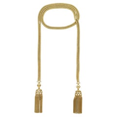 Retro 18ct Gelbgold & Diamant Quaste Sautoir Halskette circa i950
