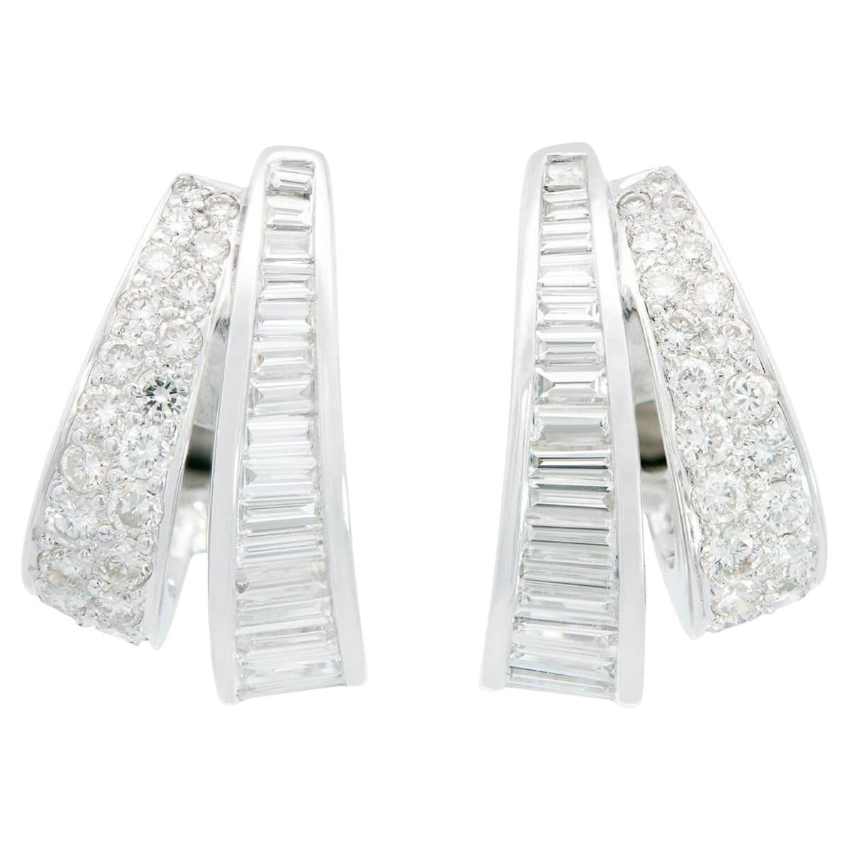 Retro 18K Diamond Teardrop Earrings
