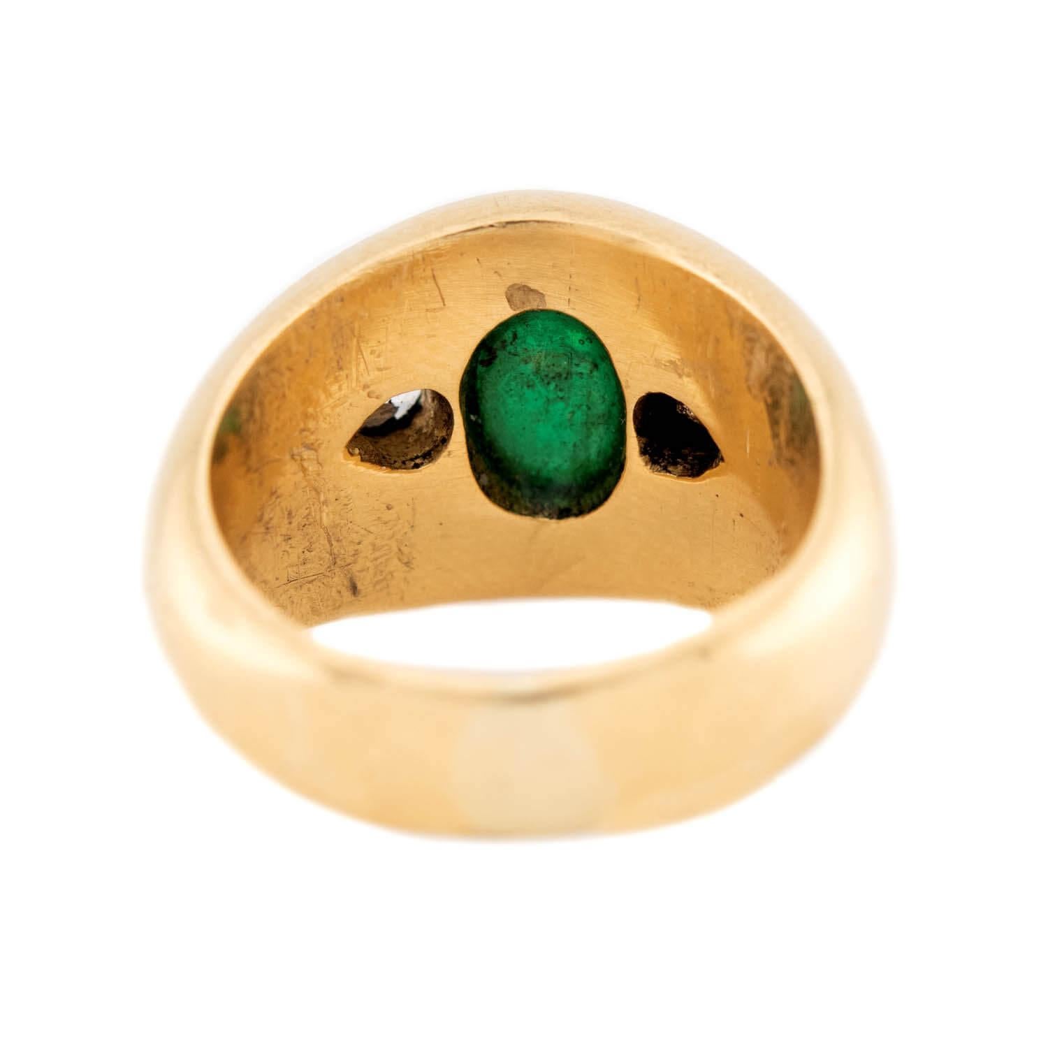 Bague rétro à monture affleurante en émeraude et diamant 18k Bon état - En vente à Narberth, PA