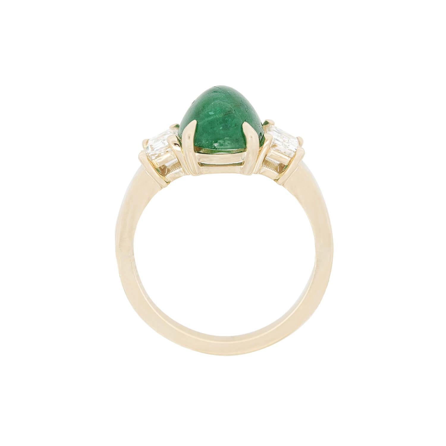 Femenino o masculino Anillo Retro de Esmeralda y Diamantes de 18k en venta