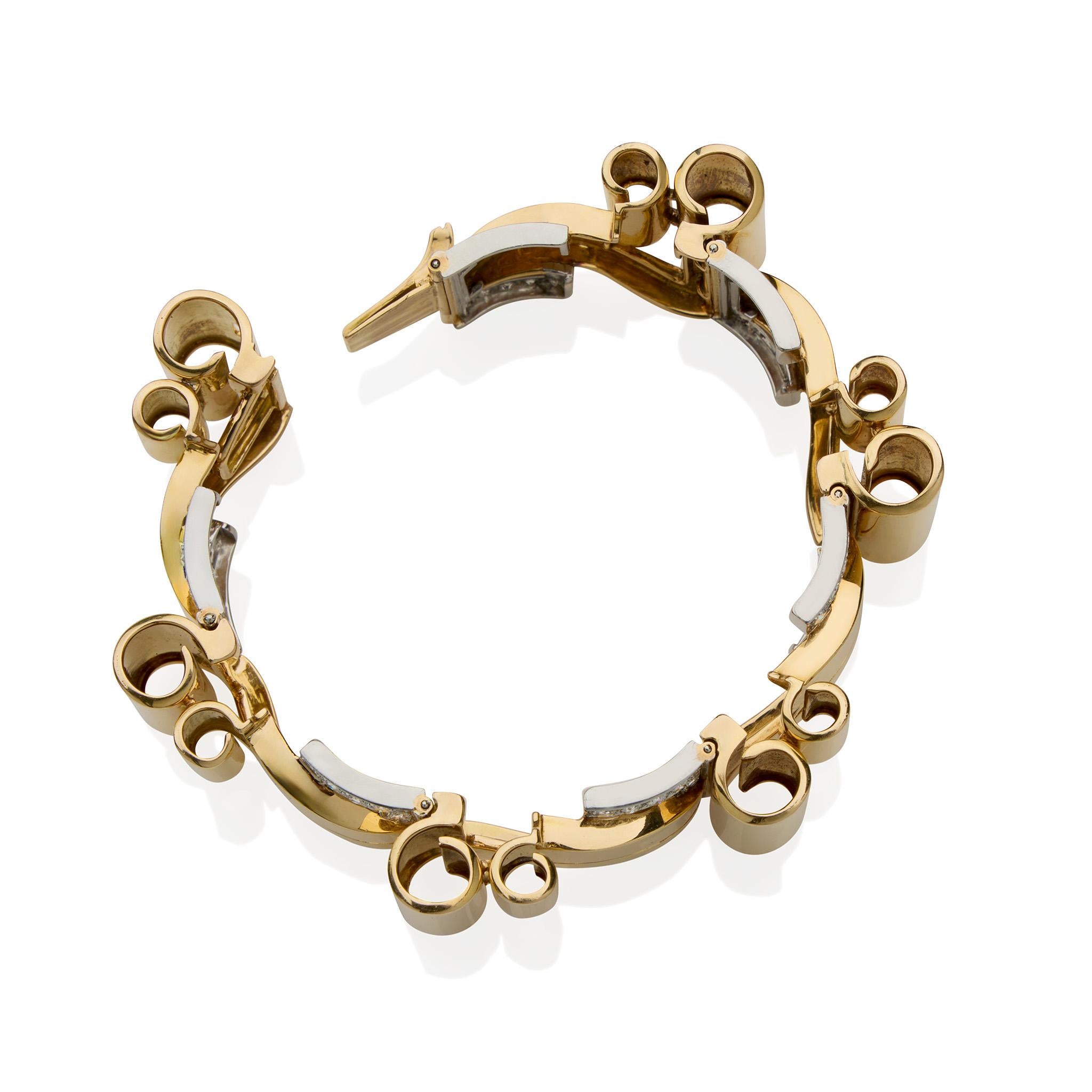 Bracciale retrò in oro 18 carati e diamanti In condizioni ottime in vendita a New York, NY