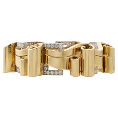 Retro 18K Gold and Diamond Bracelet