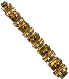 Retro 18K Gold, Diamond and Ruby Bracelet, Circa 1940- 50’s