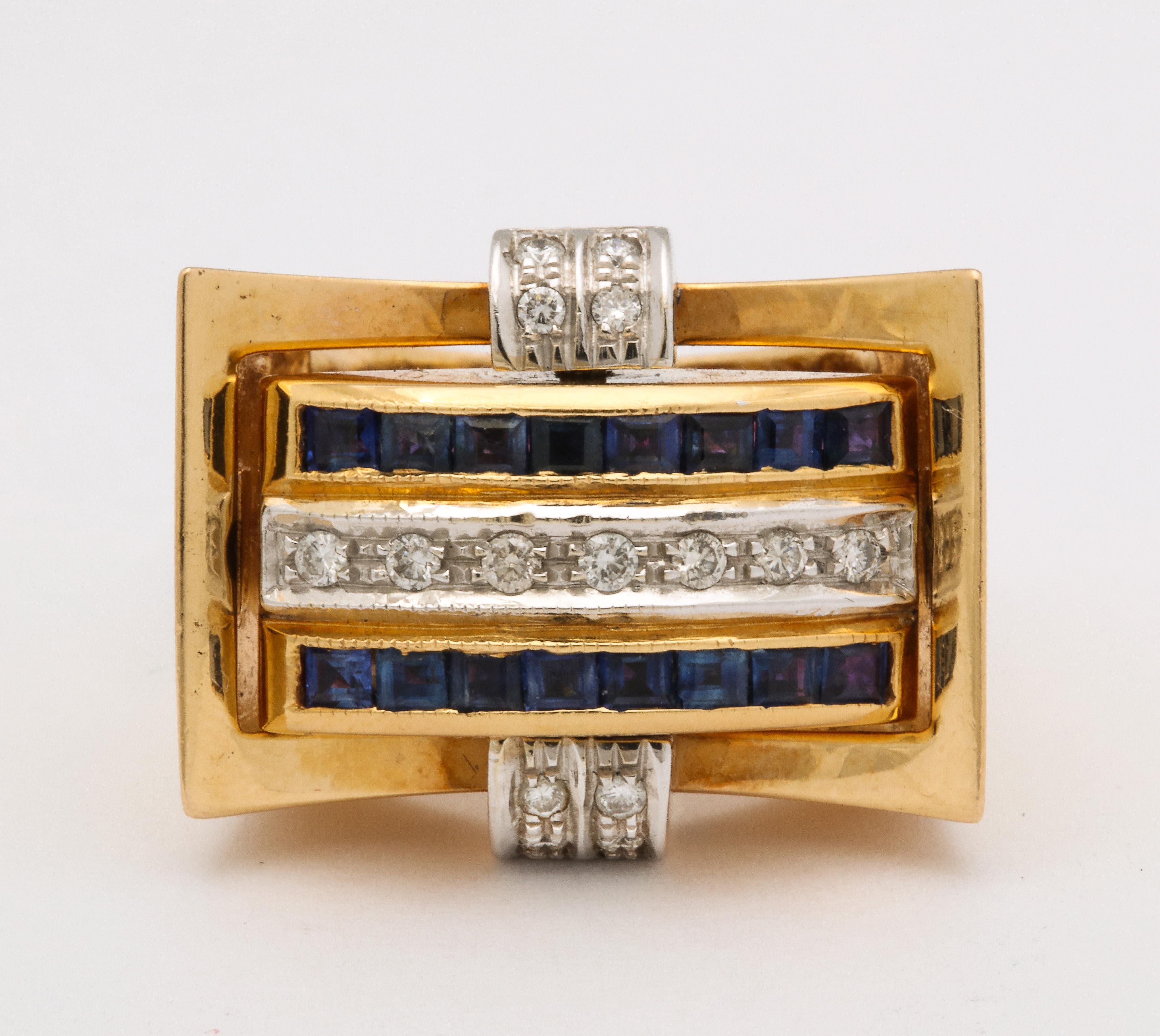 Retro 18 Karat Gold Flip Ring with Sapphire/Diamond and Ruby/Diamond 6