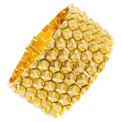 Vintage 18k Gold Honeycomb Flexible-Link Bracelet by Ranzan Romeo, Italian c.1960s